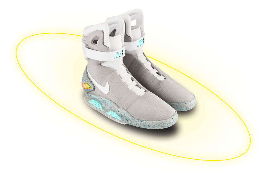 Кровсовки Nike Air Mag с желтым кольцом вокруг